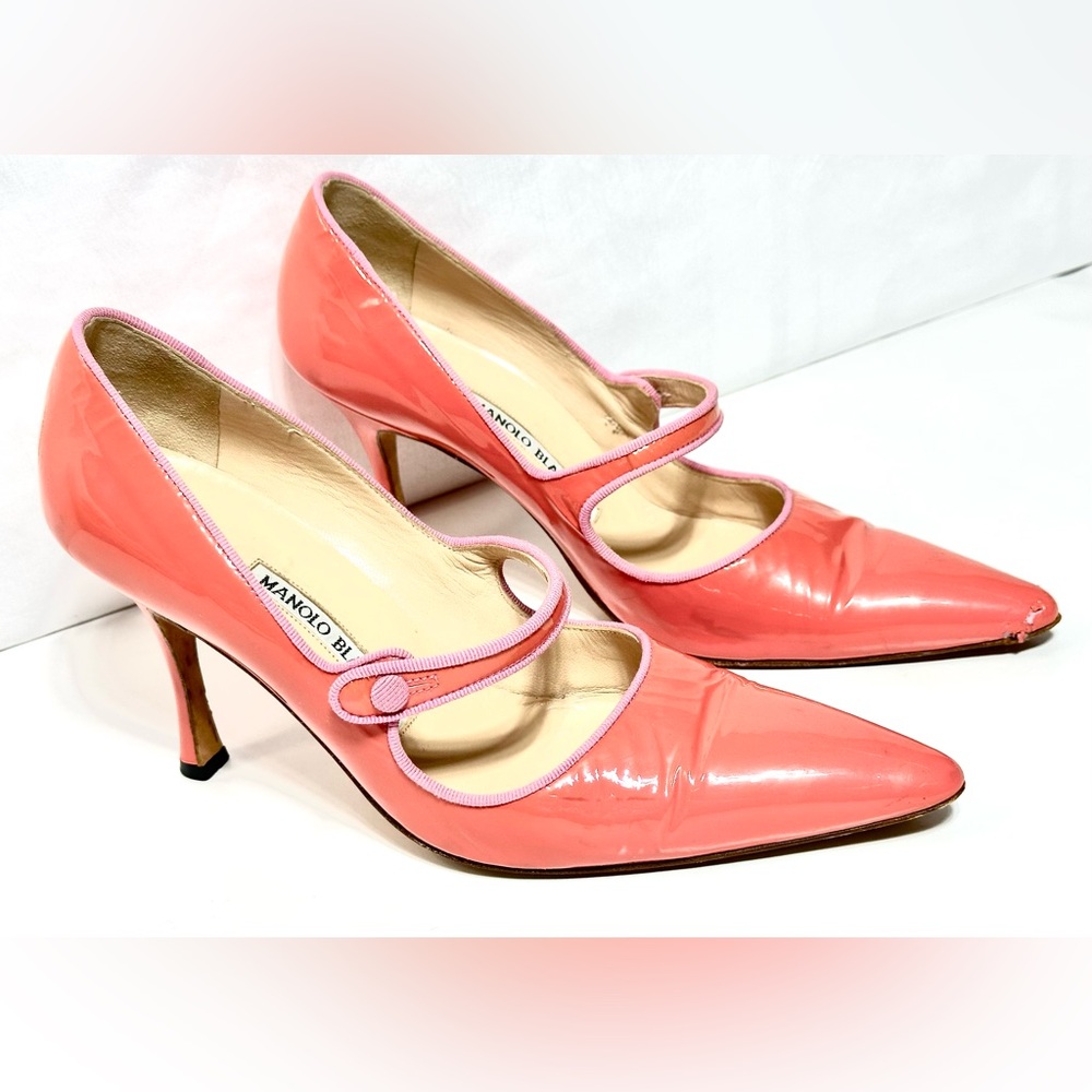 Manolo Blahnik Bubble gum pink patent leather manolo blahnik size 37.5
